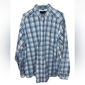 Ariat Pro Mens Turquoise Plaid Shirt Long Sleeve Button Down Size XL Western EUC